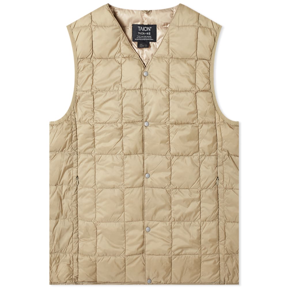 Vest TAION V-Neck Down Vest Beige | TAION-001-KHA, 0