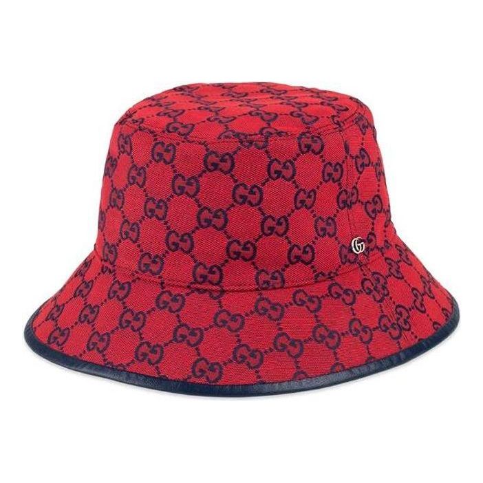 Hat Gucci Reversible GG Monogram Bucket Hat Rød | 656573-3HAD0-6468
