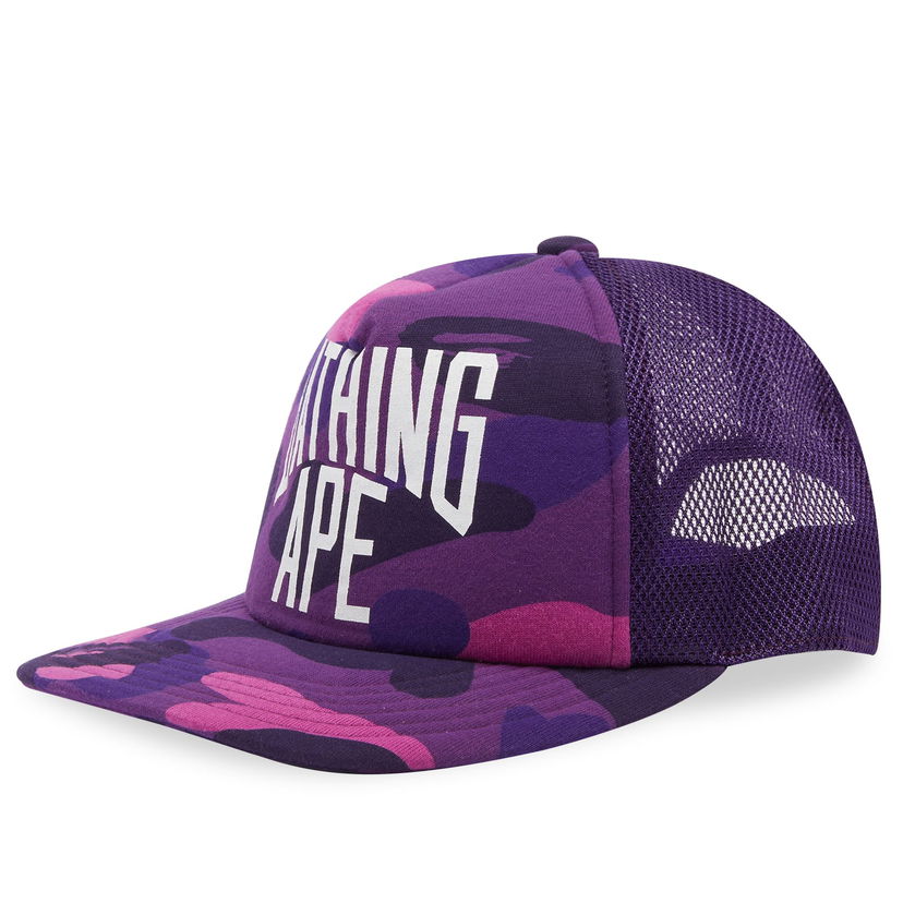 Kasket BAPE A Bathing Ape Colour Camo NYC Logo Mesh Cap Lilla | 001CPK301005M-PPL
