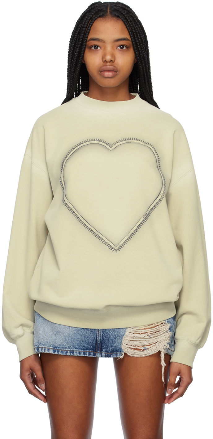 Sweater We11done We11done Heart Choker Sweatshirt Grøn | WD-TS1-23-809-U-IV