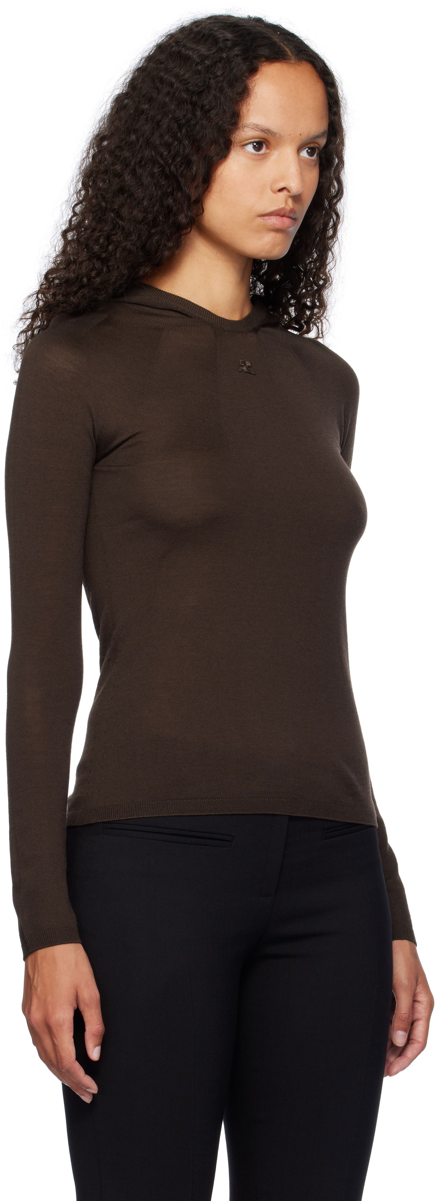 Sweatshirt Courrèges Light Knit Hoodie Brun | 424MPU200FI0060, 1