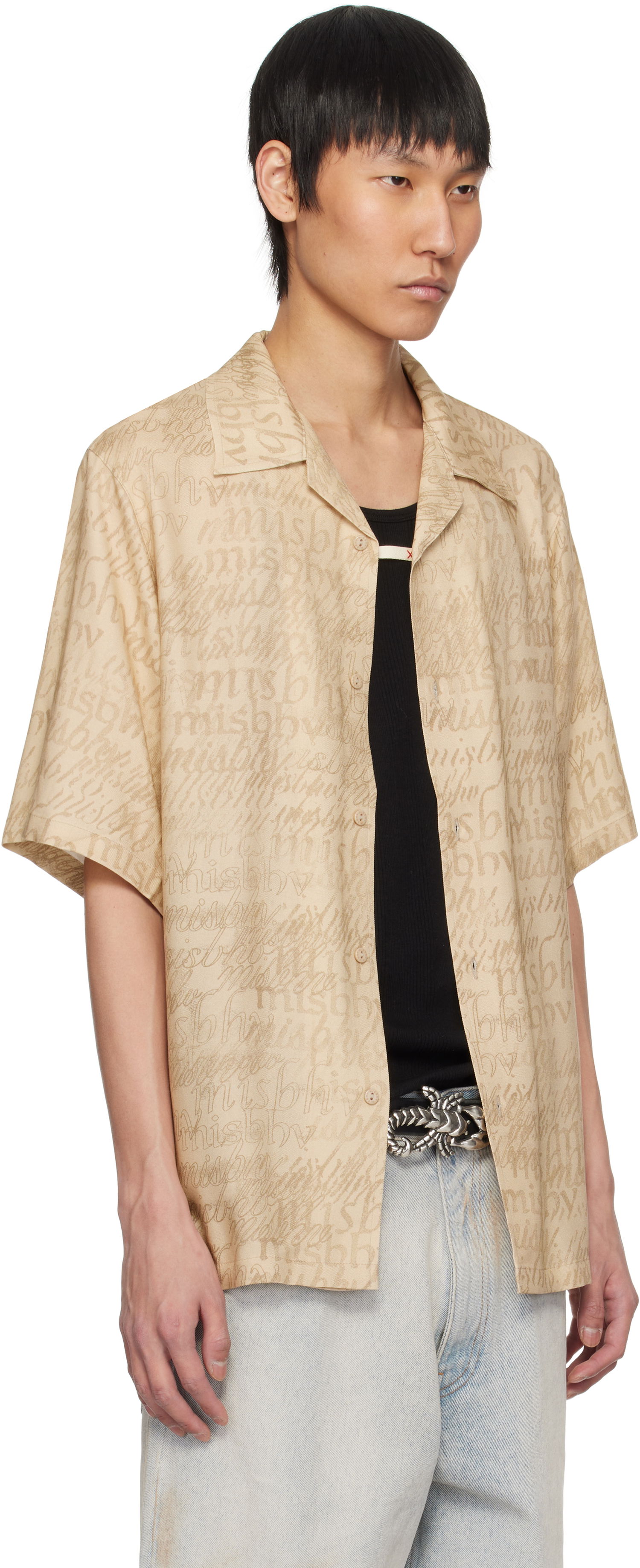 Skjorte MISBHV MISBHV All Over Print Viscose Shirt Beige | 250M132, 1