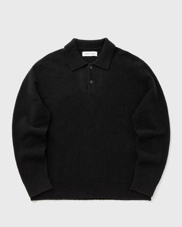 Polo skjorte Samsoe Samsoe SANINO Long Sleeve Textured Knit Polo Sort | M24100093-BLACK, 1