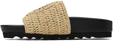 Sneakers og sko Stella McCartney Elyse Raffia Logo Slides Sort | 810387AFACL0, 2