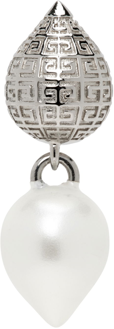 Øreringe Givenchy Silver & White G Stud Single Earring Grå | BN105WF045132