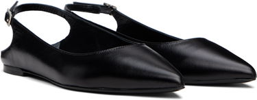Tilbehør BY FAR BY FAR Koyna Creased Calf Leather Ballerina Flats Sort | MWFFC026CL034BK001PL, 3