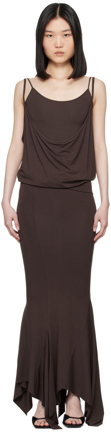 Kjole The Attico Attico Layered Midi Dress Brun | 247WCM121 J045, 0