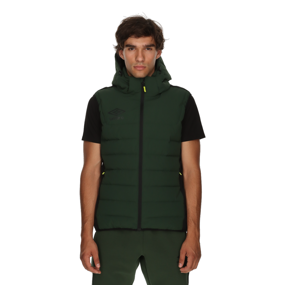 Vest Umbro Essentials Hooded Puffer Vest Grøn | UMA253M500-68, 0