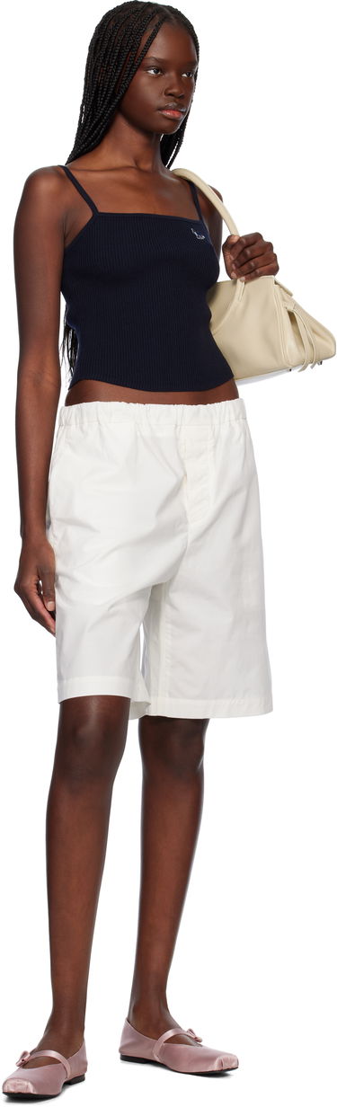 Tanktop MAISON KITSUNÉ Maison Kitsuné Baby Fox Patch Fine Rib Cropped Camisole Mørkeblå | OW00601KT1091, 3
