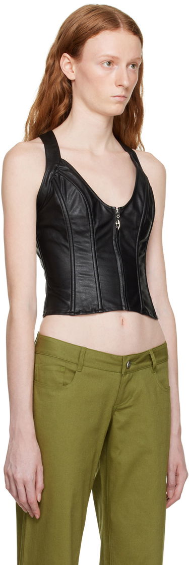 Tanktop Miaou Miaou Hannah Jewett Edition Valda Faux-Leather Tank Top Sort | 7056PUBLK, 1