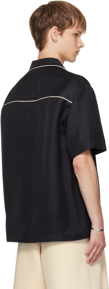 Skjorte Jil Sander Jil Sander Fluid Viscose Camp Collar Shirt Sort | J61DL0062_J65280, 2