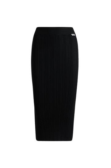 Nederdel BOSS Women's Irregular-Rib Crepe Midi Tube Skirt Sort | 50514292