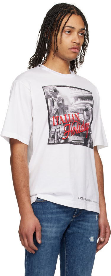 T-shirt Dolce & Gabbana Dolce&Gabbana 'Italian Holiday' Print Cotton T-Shirt Hvid | G8PN9TG7O4T, 1