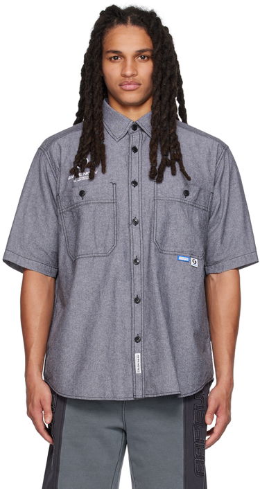 Skjorte AAPE by A Bathing Ape AAPE by A Bathing Ape Embroidered Shirt Grå | AAPSRM8436XXKBKX, 0