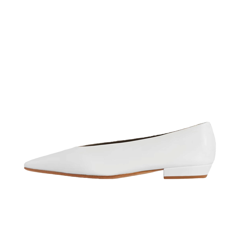 Sneakers og sko Bottega Veneta Leather Ballet Flat Hvid | 608872VBSD09122