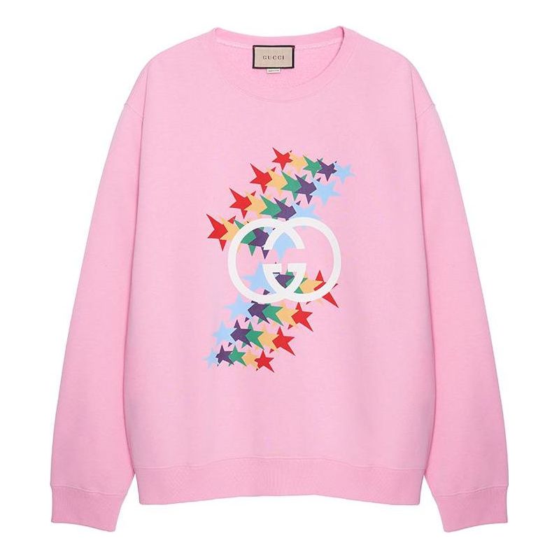 Sweater Gucci Gucci Crewneck Sweatshirt With Stars Print Lyserød | 626990-XJDNK-5904