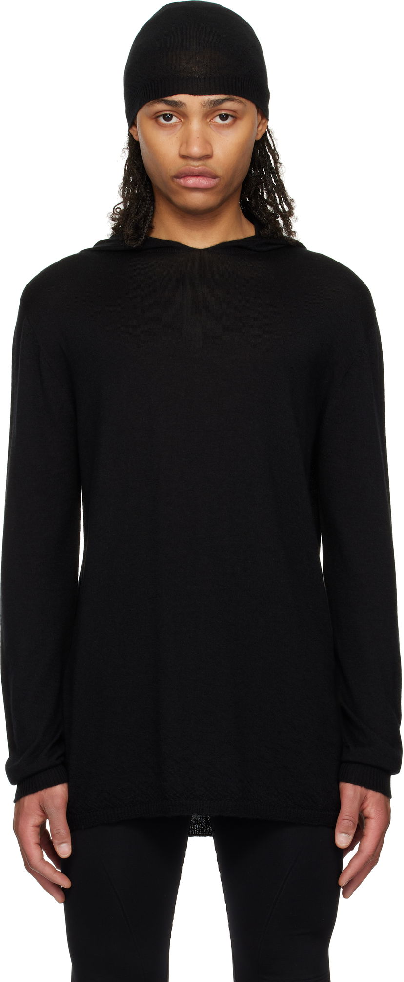 Sweatshirt Rick Owens Rick Owens Hollywood Oversized Long Sleeve Hoodie Sort | RU01E5623 WS