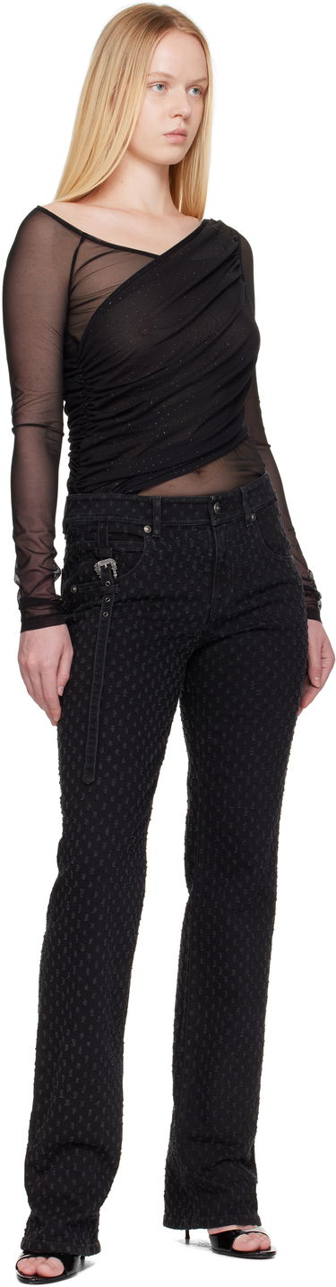 T-shirt Versace Versace Jeans Couture 'STR' Tulle Glitter Long Sleeve Top Sort | E78HAH600_EJ0192, 4