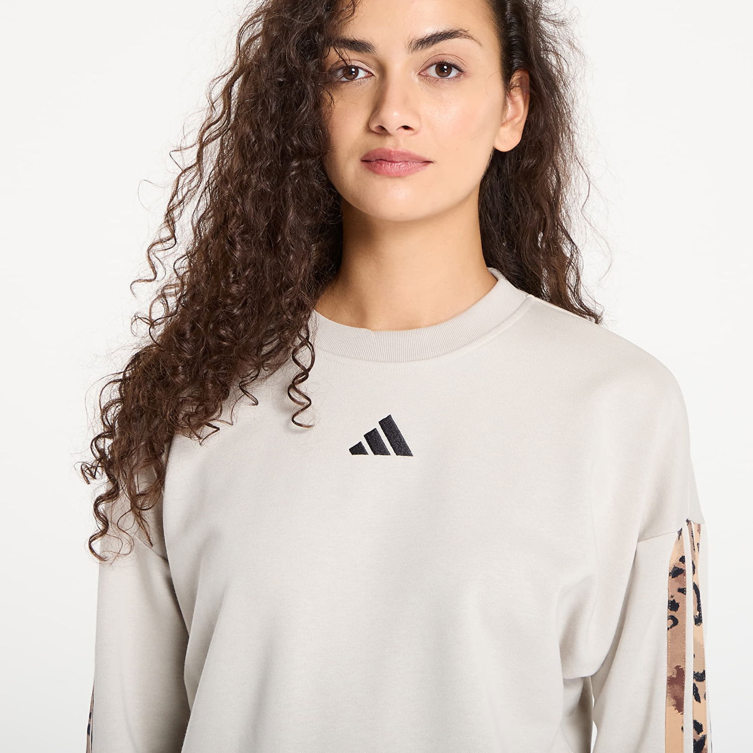 Sweatshirt adidas Performance Animal Print French Terry 3 Stripes Sweatshirt Beige | JM1836, 1