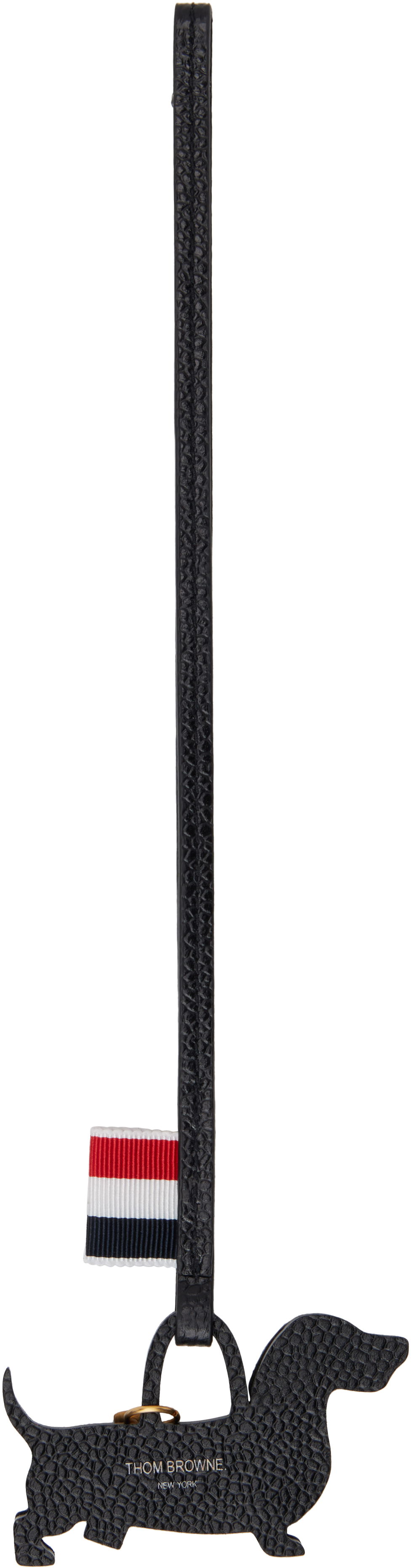 Nøgleringe Thom Browne Grained Leather Dog Keychain Sort | UAM064A-00198, 1