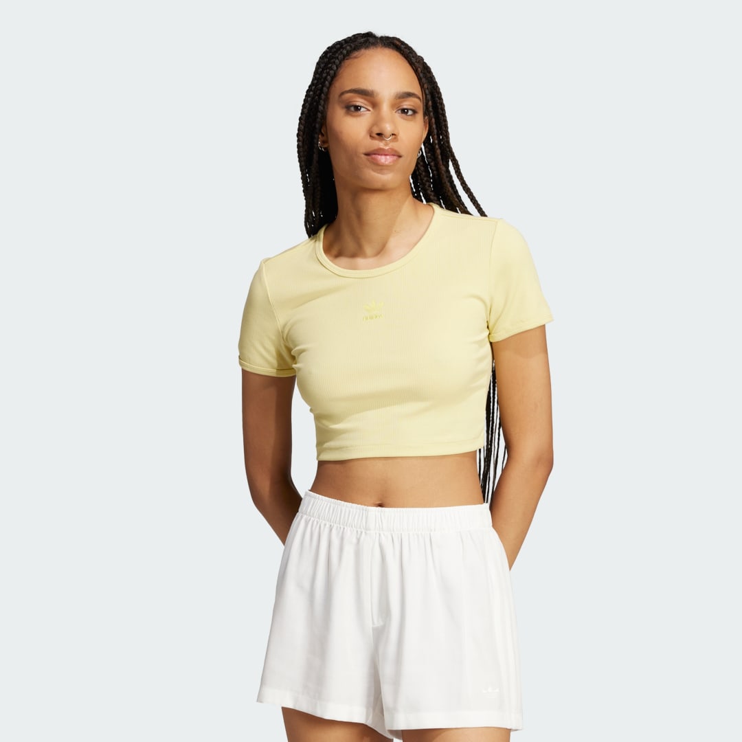 Crop top adidas Performance Essentials Ribbed Cropped Tee Gul | JC9025, 0