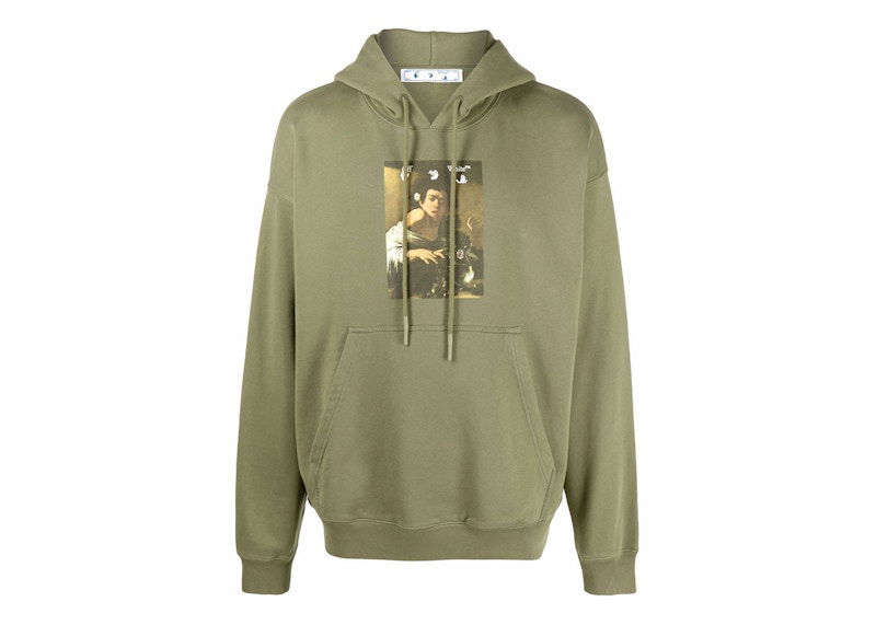 Sweatshirt Off-White Off-White Caravaggio Boy Bitten By A Lizard Skate Hoodie Grøn | OMBB085F21FLE0135584