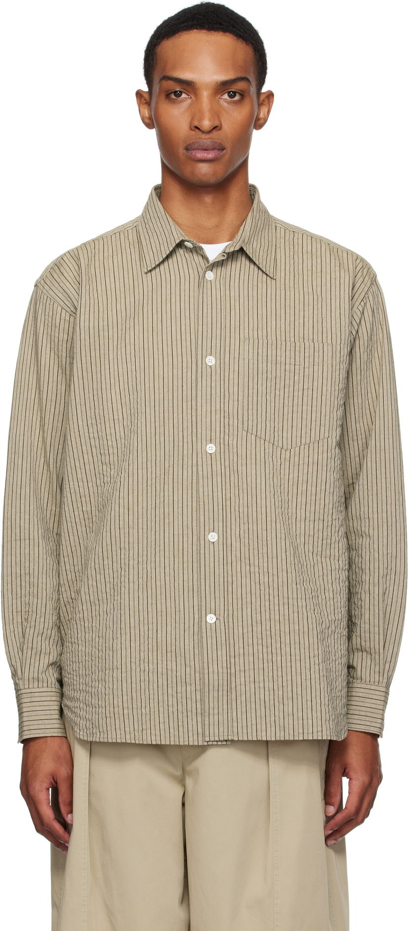 Skjorte NORSE PROJECTS Norse Projects Oversized Striped Shirt Beige | N40-0828