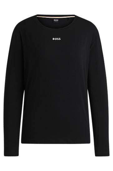 T-shirt BOSS BOSS Stretch-Cotton Long-Sleeved T-Shirt with Logo Sort | 50510326, 0