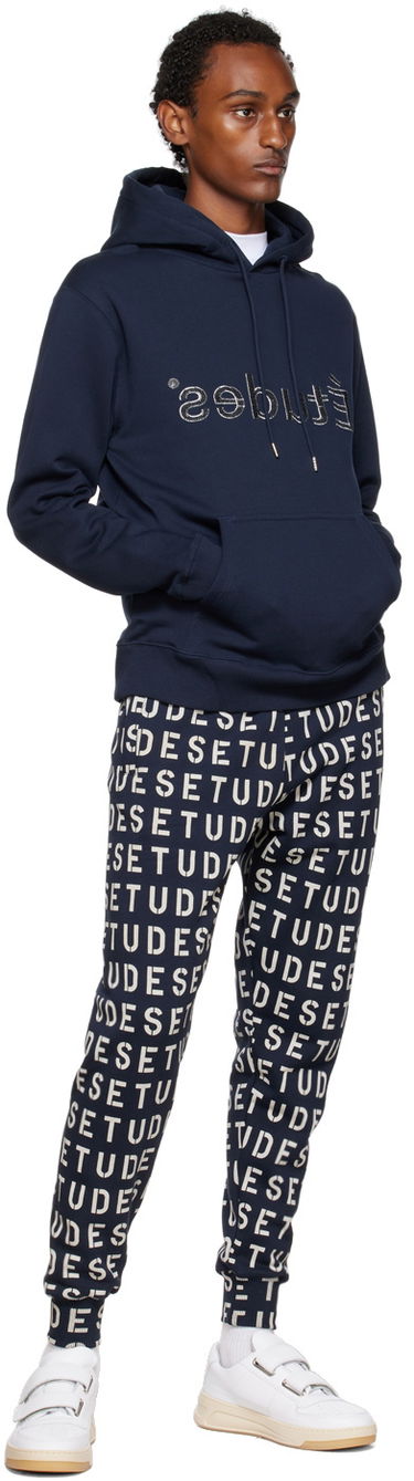 Sweatshirt Études Patch Reversed Hoodie Mørkeblå | H22MM262OC16DB, 3