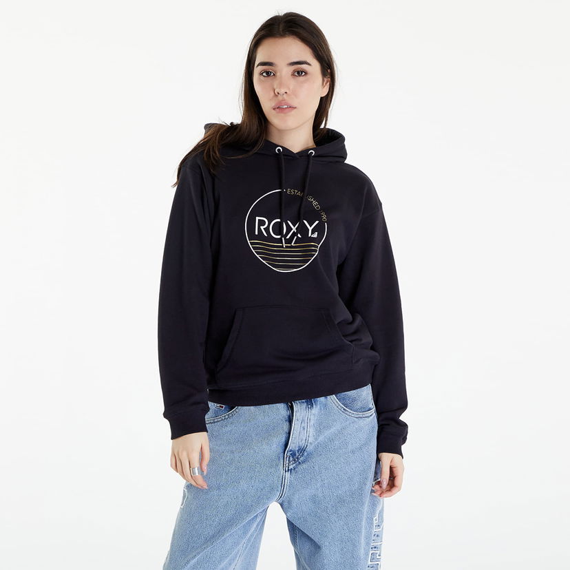 Sweatshirt Roxy Surf Stoked Hoodie Terry Gray Sort | ERJFT04815-KVJ0