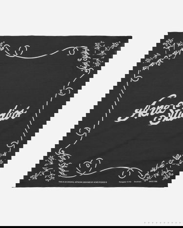 Tørklæde Acne Studios Printed Logo Bandana Sort | CA0304- J83, 1