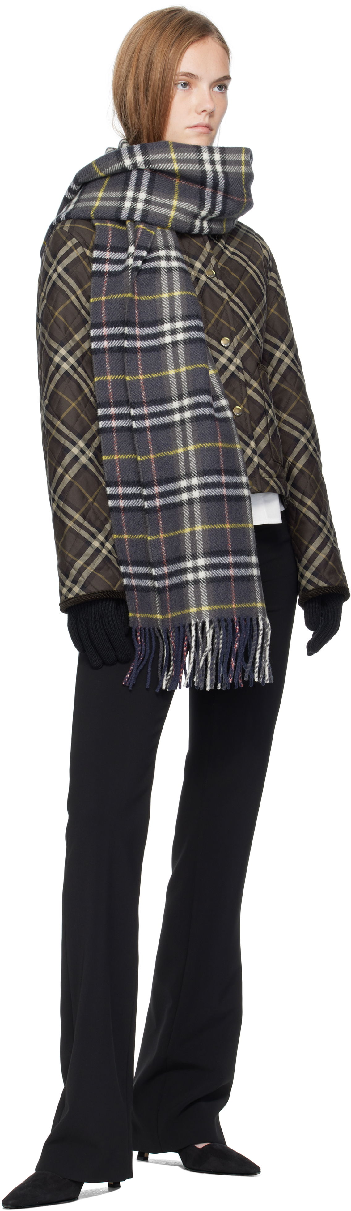 Tørklæde Burberry Burberry British Wool Check Scarf Mørkeblå | 8109460, 1