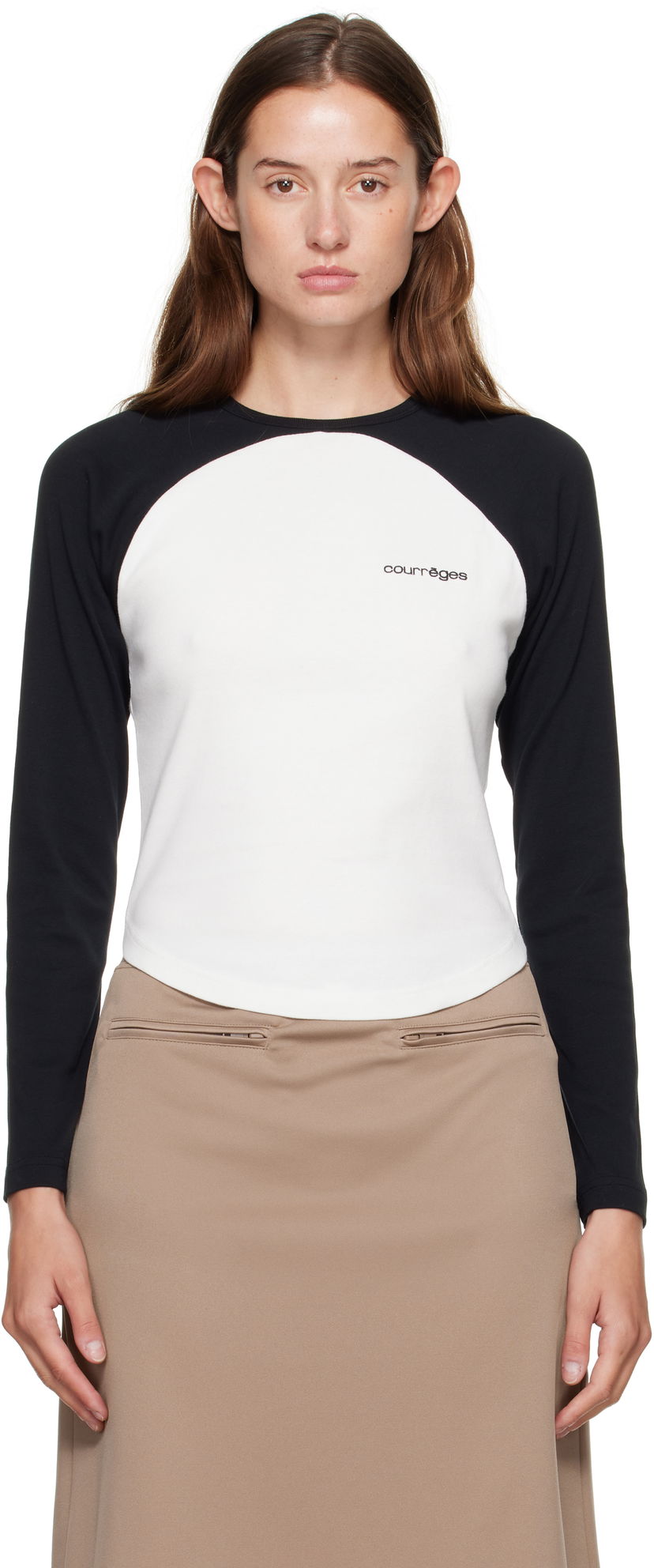 T-shirt Courrèges Courrèges Circle Contrast Long Sleeve T-Shirt Hvid | 325JTS228JS0203
