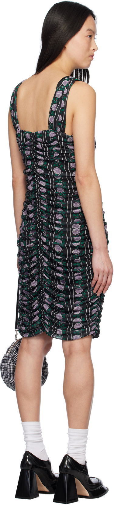 Kjole Anna Sui Anna Sui Rosetti Mesh Ruched Tie Midi Dress Sort | 1125G70, 2