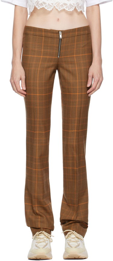 Bukser Stella McCartney Exposed Zip-Fly Glen Plaid Trousers Brun | 6401343CQ750, 0