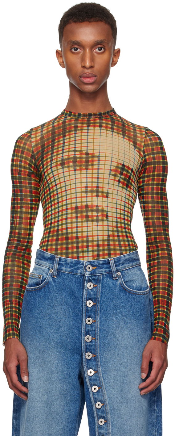 T-shirt Jean Paul Gaultier Gaultier Tartan Face Long Sleeve T-Shirt Flerfarvet | 24/31-F-TO224-T563-95105030