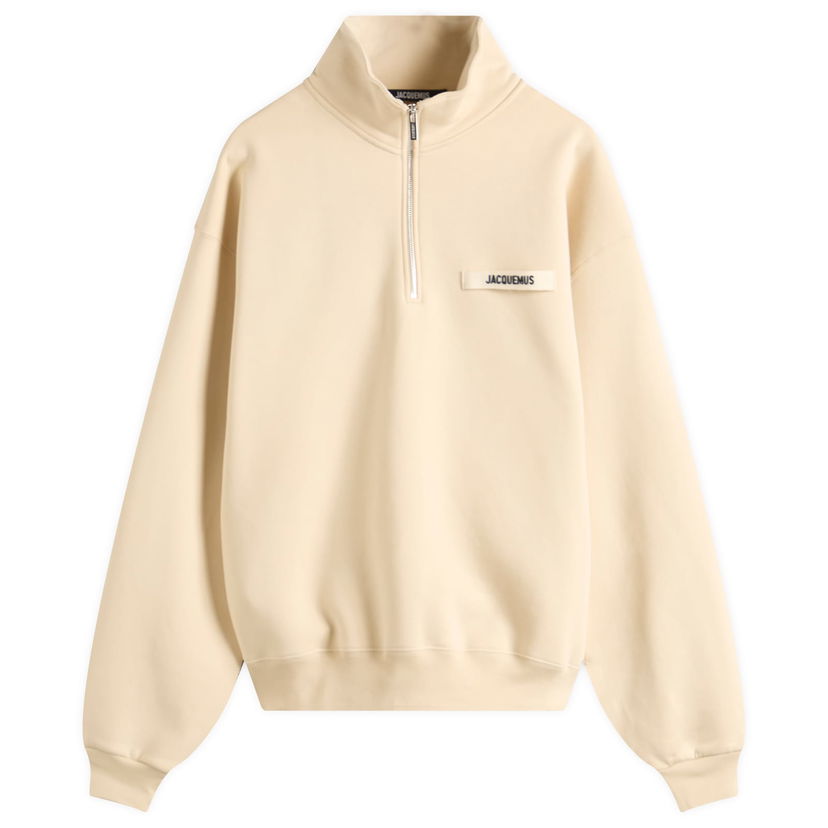 Sweatshirt Jacquemus Jacquemus Grosgrain Zip Sweat, Size Large Beige | 25ESSM00313AJ00174-150