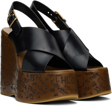 Sneakers og sko CHLOÉ Maxime Graffiti Print Wedge Sandals Sort | CHC24A02YLU, 3