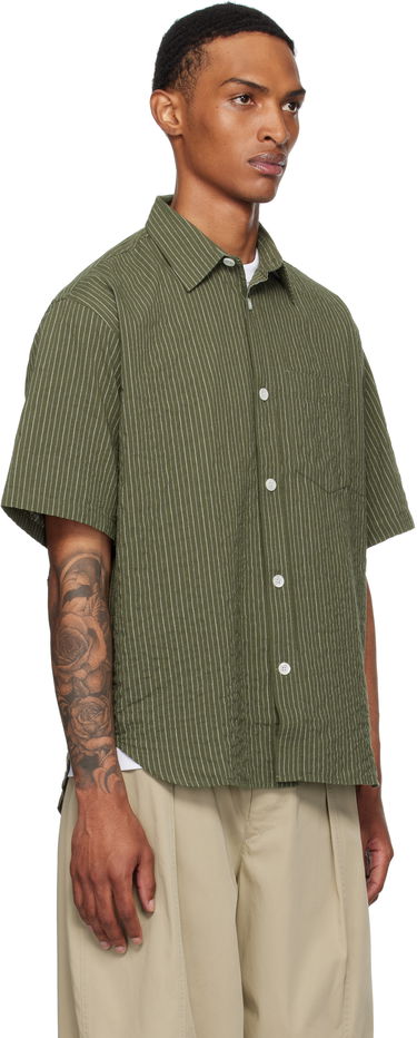 Skjorte NORSE PROJECTS Norse Projects Mo Oversized Stripe Short Sleeve Shirt Grøn | N40-0829, 1