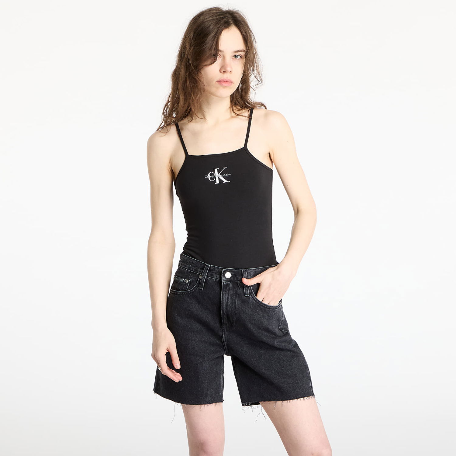 Krop CALVIN KLEIN Calvin Klein Jeans Monologo Strappy Bodysuit Sort | J20J223421 BEH, 0