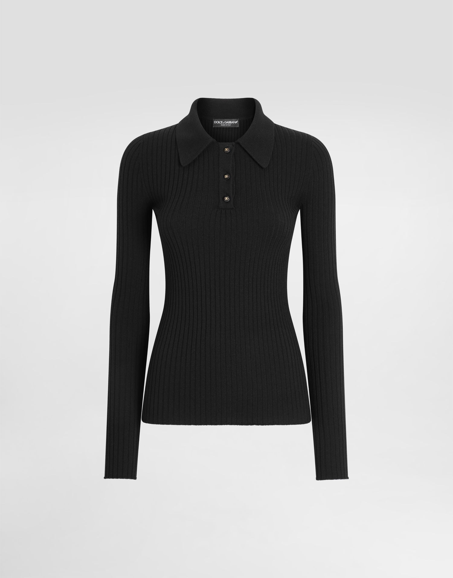 Sweater Dolce & Gabbana Dolce & Gabbana Women's Ribbed Wool Polo Sweater Sort | FXZ17TJCVXGN0000, 0