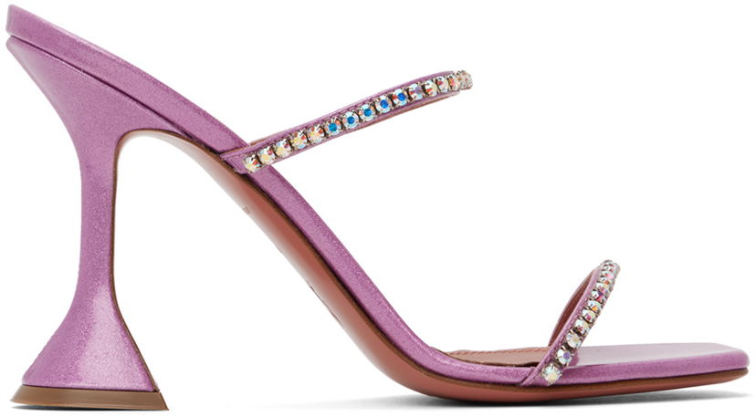Skopleje Amina Muaddi Amina Muaddi Gilda Crystal-Embellished Heeled Sandals Lilla | GILDA SLIPPER CL GLITTER