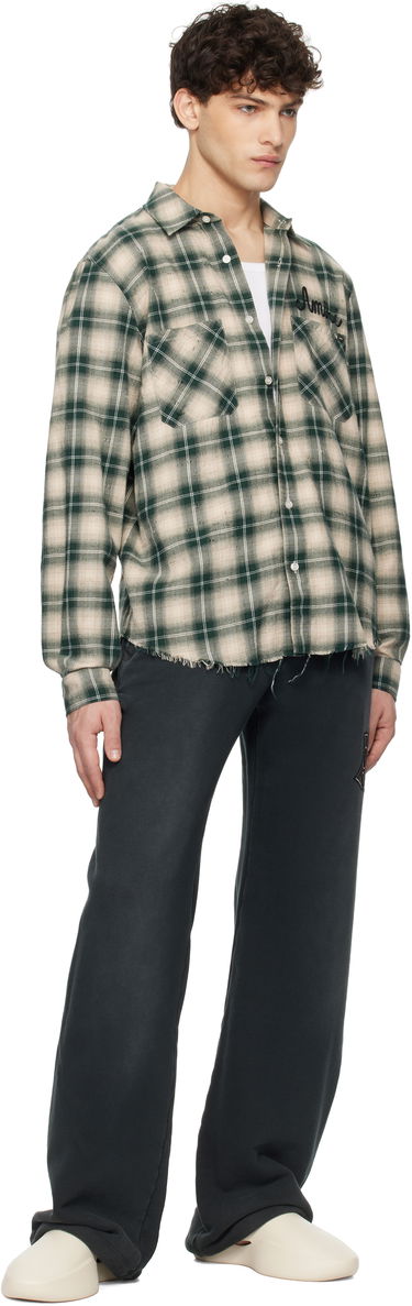 Skjorte AMIRI Amiri Shotgun Distressed Plaid Flannel Shirt Grøn | AMSTFL1009, 3