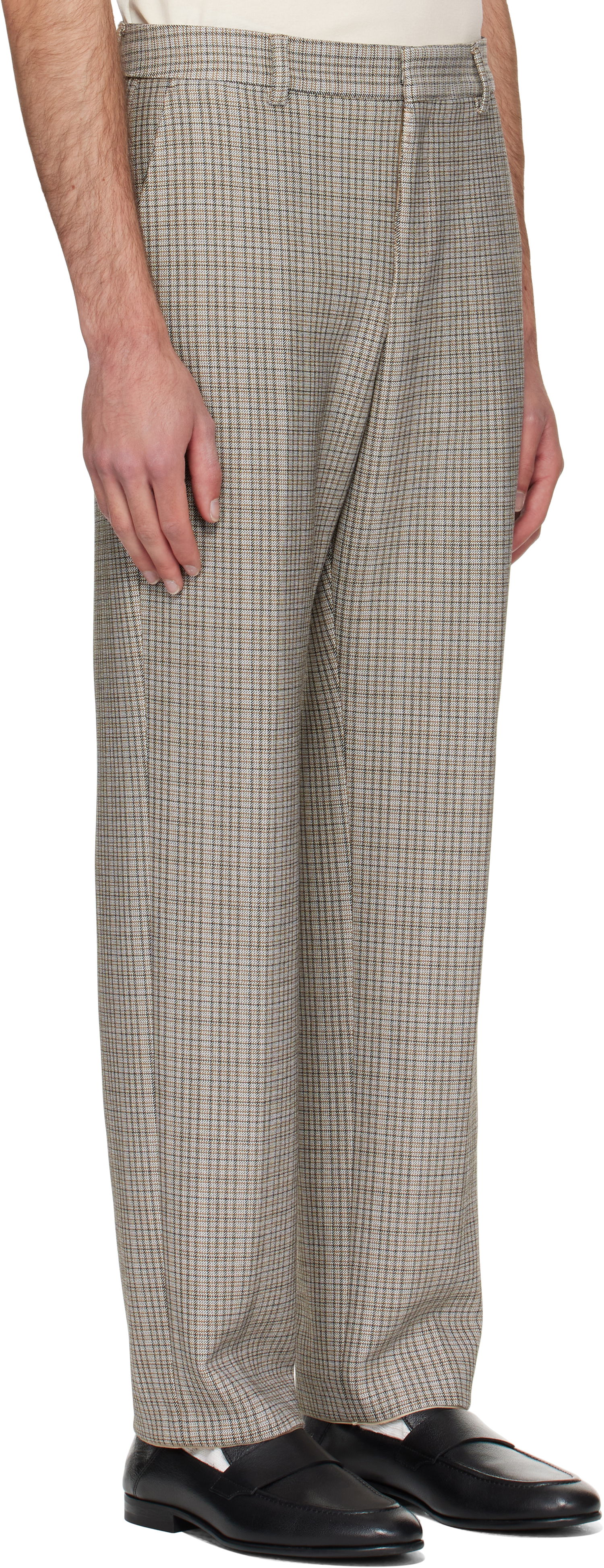 Bukser BOSS BOSS Relaxed-Fit Checked Stretch Trousers Brun | 50546061, 1
