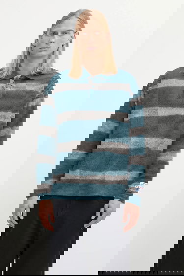 Polo skjorte Napapijri Martine Rose Striped Knit Long-sleeve Polo Turkis | NP0A4FPHL631, 0