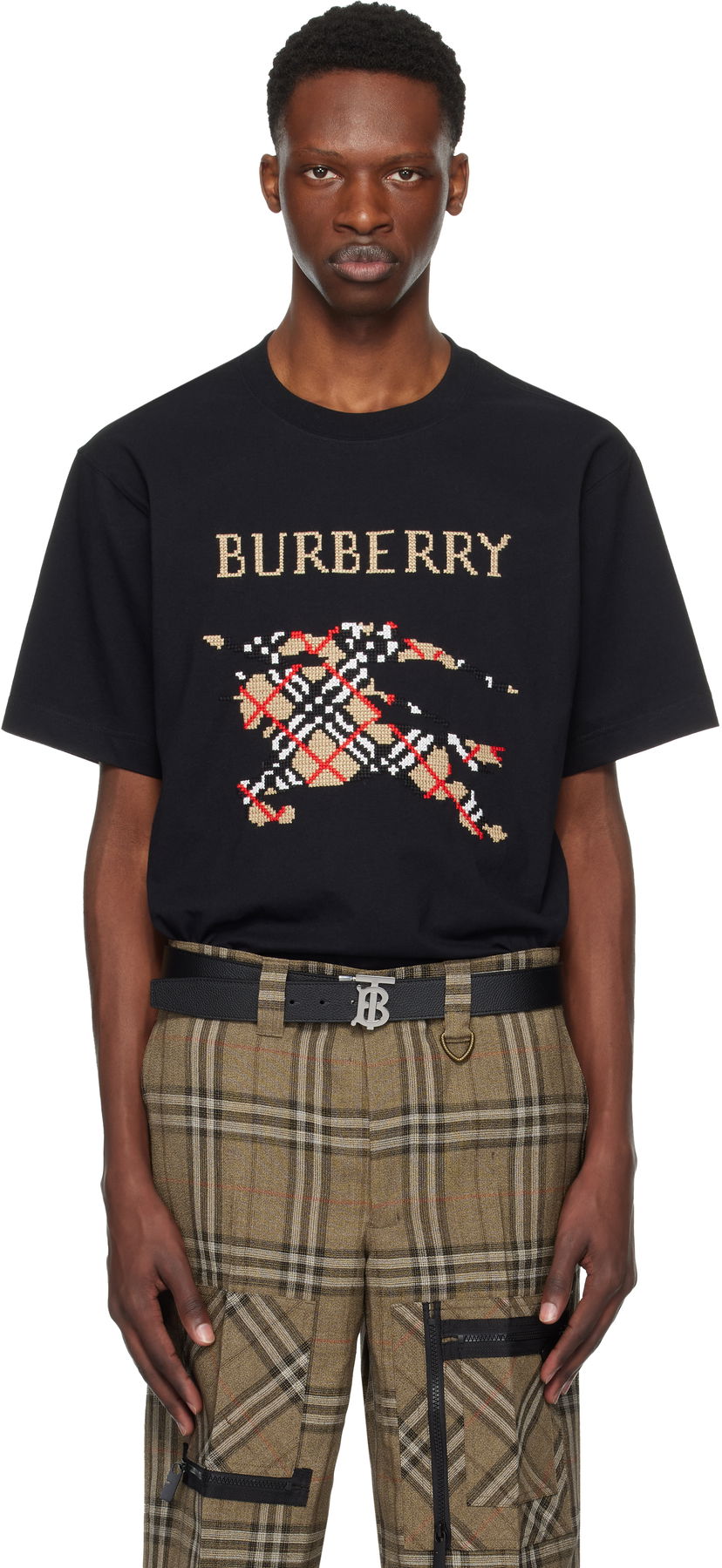 T-shirt Burberry Cross Stitch Horseferry Print Cotton T-Shirt Sort | 8109021