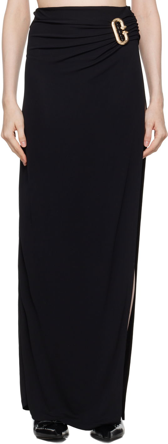 Nederdel Casablanca Black Draped Maxi Skirt Sort | WF24-SK-131-01