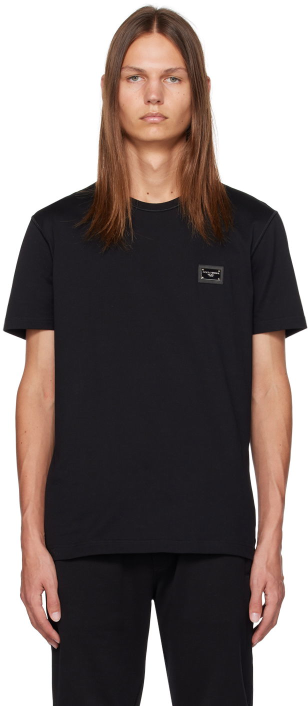 T-shirt Dolce & Gabbana Black Plaque T-Shirt Sort | G8PT1TG7F2I