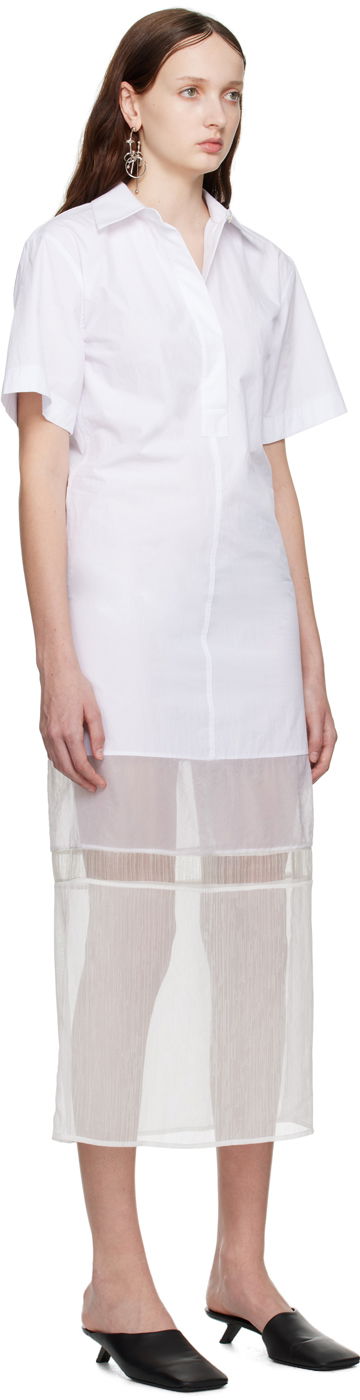 Kjole Helmut Lang Helmut Lang Combo Shirt Midi Dress Hvid | N01HW602, 1