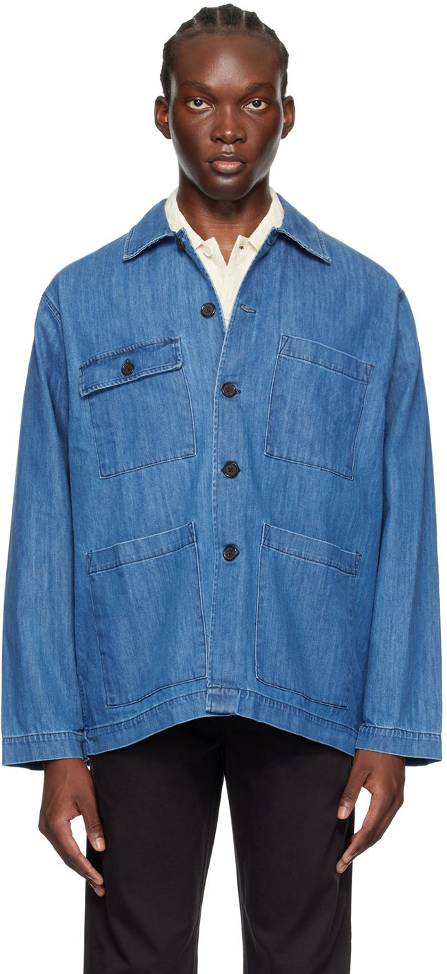 Jakke Universal Works Universal Works Dockside Denim Jacket Blå | P3107, 0